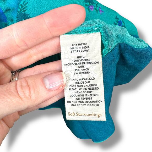 Soft Surroundings NWT Meridian Blue Embellished Bronte Kaftan Tunic & Tank Top - Picture 10 of 10